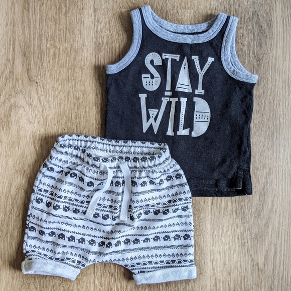 3-6 month "Stay Wild" Tank & Shorts - Picture 1 of 1